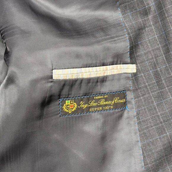 Samuelsohn Loro Piana Blazer Check Super 130's Wool Grey Sport Coat 46R - Picture 8 of 11